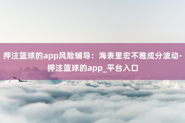 押注篮球的app风险辅导：海表里宏不雅成分波动-押注篮球的app_平台入口